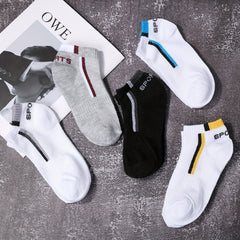 5 Pairs Men's Thin Boat Socks for Outdoor Running & Cycling