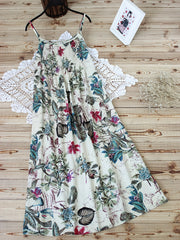  Leaf Print Ruched Cami Dress