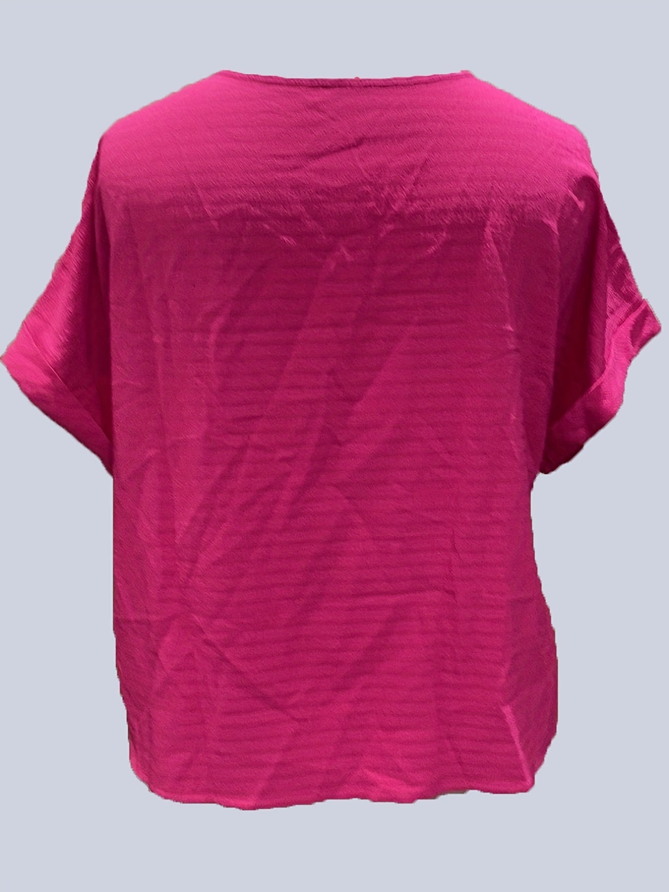  Solid Short Sleeve V Neck Blouse