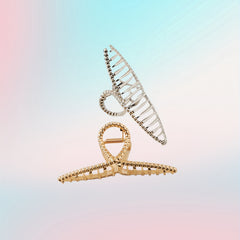 2pcs Alloy Hair Claw Clip Nonslip Ponytail Holder Shark Claw Women Girls