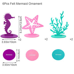 6pcs Mermaid Felt Ornaments Birthday Party Decoration Supplies