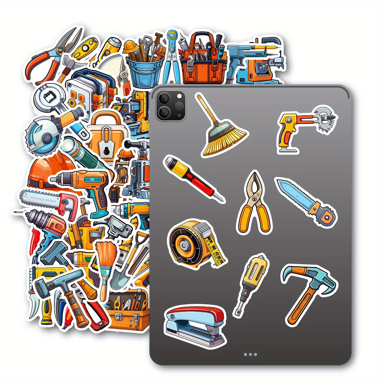 50pcs Cartoon Tool Stickers for Water Bottles Laptops DIY Craft Scrapbooks