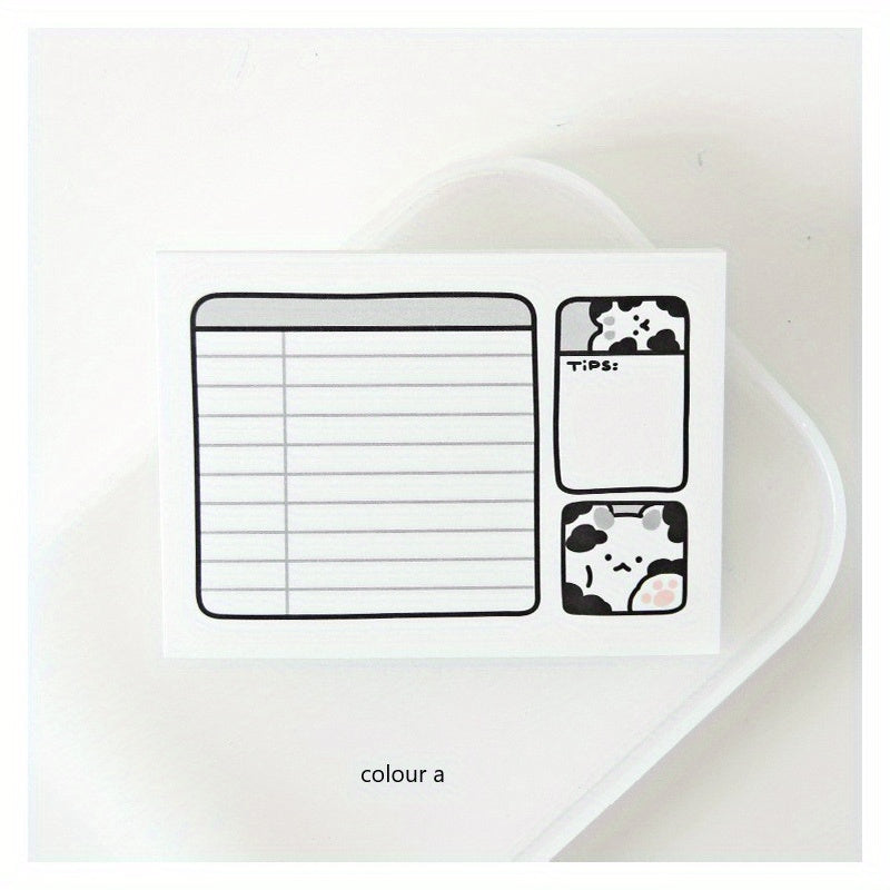 Cow Cat Student Memo Pad Non Sticky Paper Learning Notes