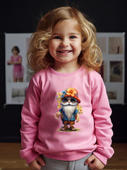 Girls Pattern Print Sweatshirt Casual Pullover for Fall Winter