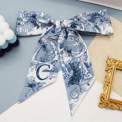 Long Silk Scarf Printed Neckerchief Ribbon Scarf