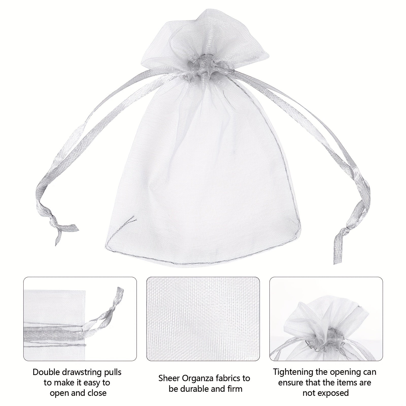 100pcs Solid Organza Gift Bag 7x9cm For Jewelry Candy