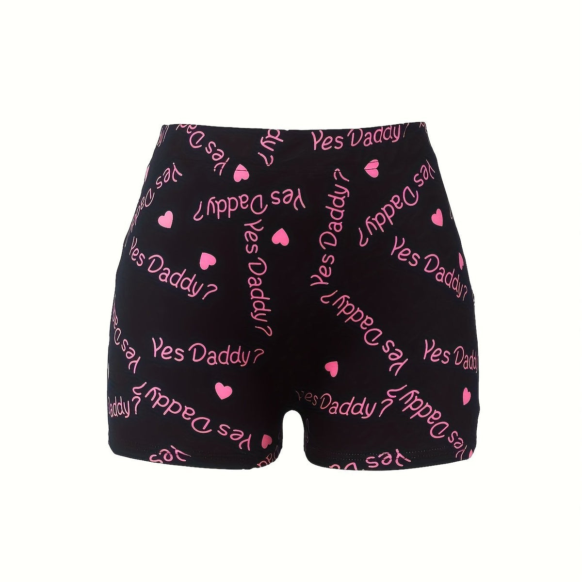 Women's Plus Heart & Slogan Print High Rise Skinny Shorts