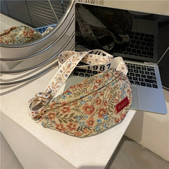Vintage Graphic Flower Pattern Crossbody Bag