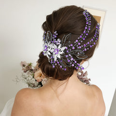 Purple Rhinestone Bridal Hair Accessory for Wedding HP254