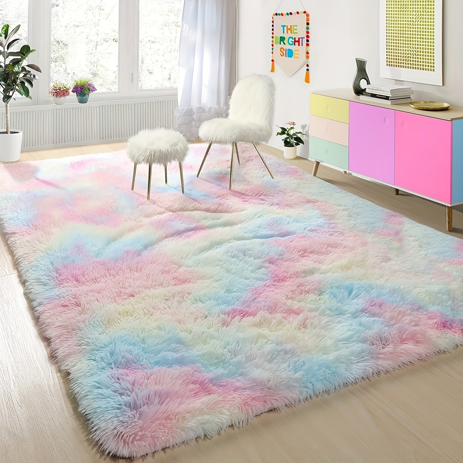 Tie Dye Plush Fabric Floor Mat Area Rug Carpet - Home Decor