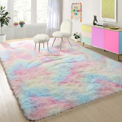 Tie Dye Plush Fabric Floor Mat Area Rug Carpet - Home Decor