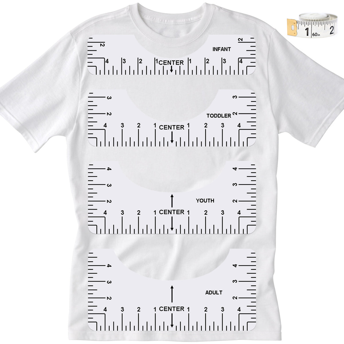4pcs T Shirt Ruler Guide Vinyl Sublimation Heat
