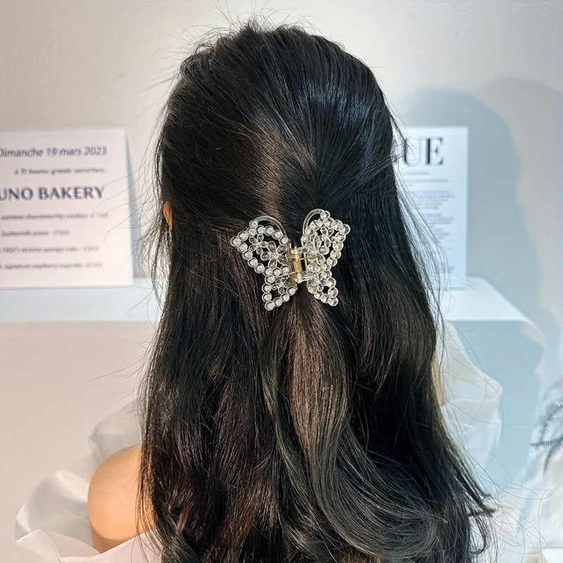 Butterfly Rhinestone Hair Claw Faux Pearl Hair Accessories