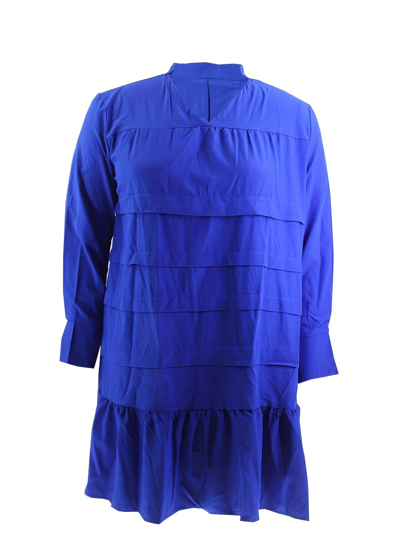 Women's Plus Size V-Neck Long Sleeve Tunic Dress