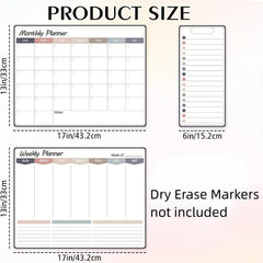 3pcs Colorful Magnetic Monthly Calendar Whiteboard For Fridge
