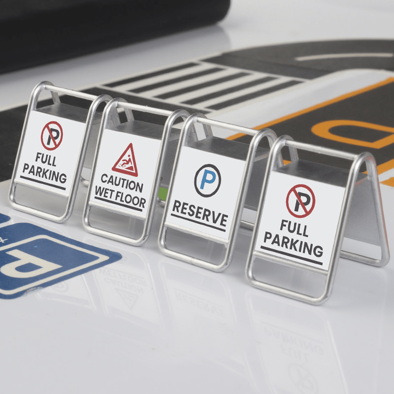 Mini Parking Signs Dollhouse Ornaments Gray Props Desktop Decor Car Interior