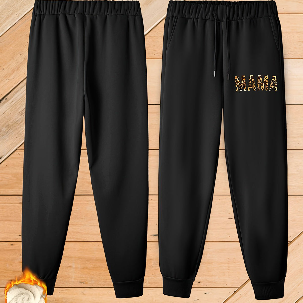 Women's Plus Letter Print Fleece Lined Harem Trousers