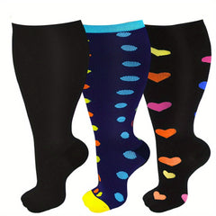 3 Pairs Copper Compression Socks 20-30 mmHg Knee High Wide Calf Support