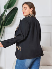  Colorblock Leopard Print Blazer