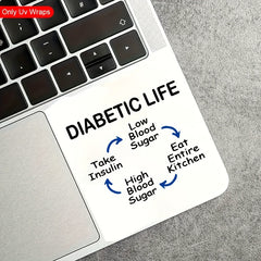 4pcs Diabetic Life UV DTF Waterproof Stickers Blood Glucose Conversion Chart