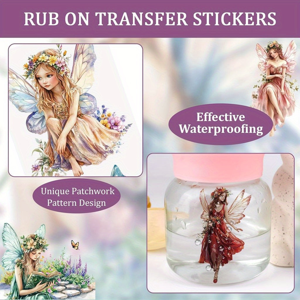 3pcs Fairy Rub On Transfer Stickers - Waterproof Decals for DIY Scrapbook