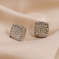 Micro Pave Zircon Stud Earrings 925 Silver Plated Unisex