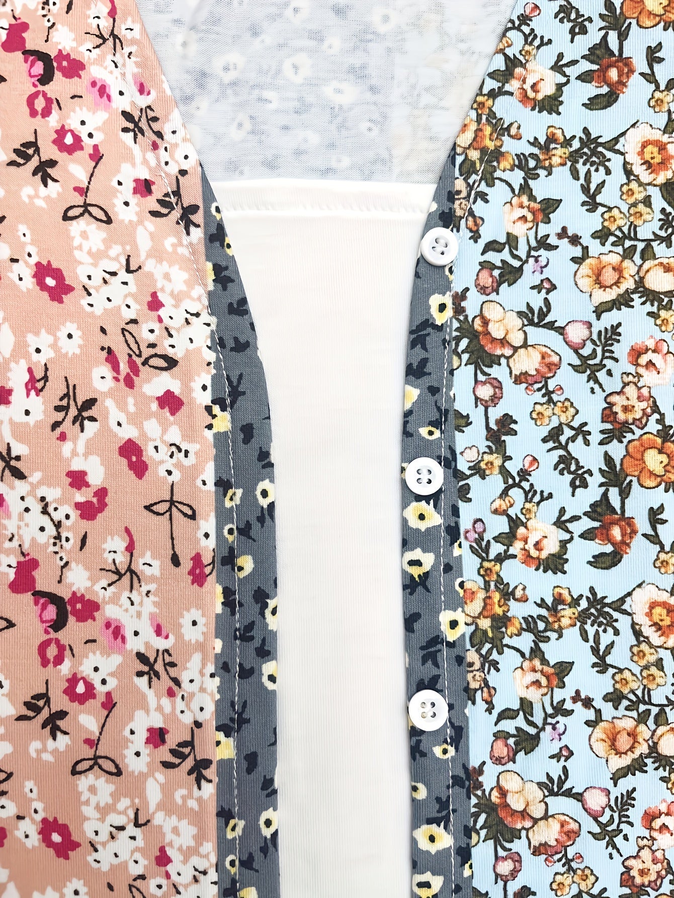  Boho Cardigan Colorblock Floral Print