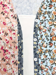  Boho Cardigan Colorblock Floral Print
