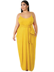 Solid Cami Maxi Dress With Pocket Women's Plus