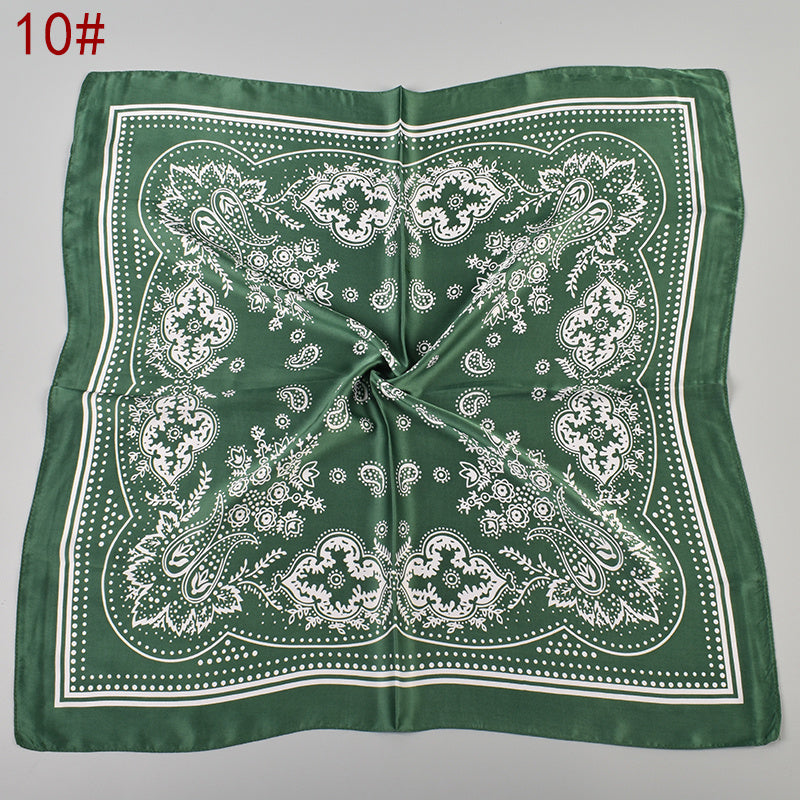 Vintage Bandana Flower Printed Scarf Satin Square Scarf