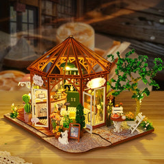 Handcrafted Wooden Coffee Shop Model Dollhouse with Furniture & Decor