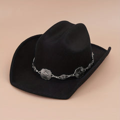Vintage Western Cowboy Hat Solid Jazz Fedora Cap Unisex Felt Hats