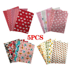 5pcs DIY Cotton Cloth Flower Print Fabric Sewing Supplies
