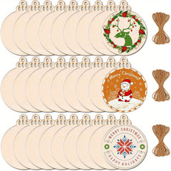 10pcs DIY Wooden Christmas Ornaments Wooden Slices Circles For Crafts