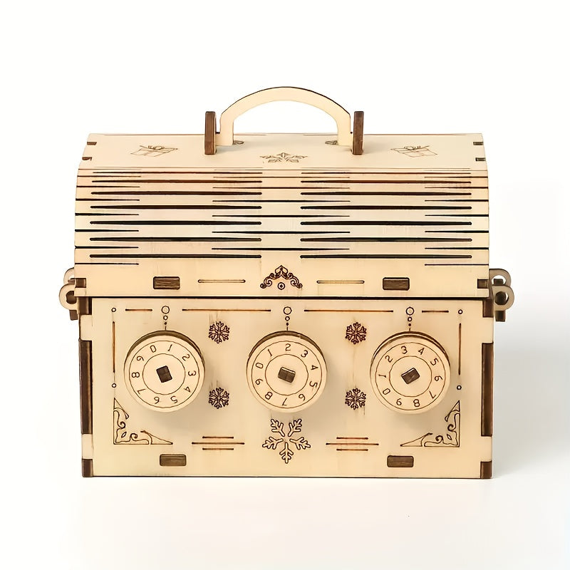 3D Wooden Puzzle Treasure Chest Brain Teaser Model Building Kit