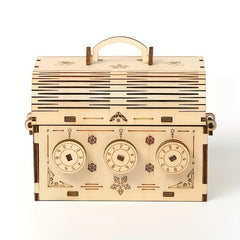 3D Wooden Puzzle Treasure Chest Brain Teaser Model Building Kit