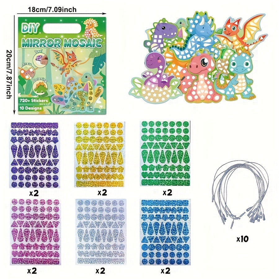 Dino Craft Set: Sticker Painting Mosaic Art & Bookmarks