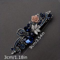 Retro Alloy Rhinestone Bow Hair Clip Crystal Flower Grace Hair Accessories