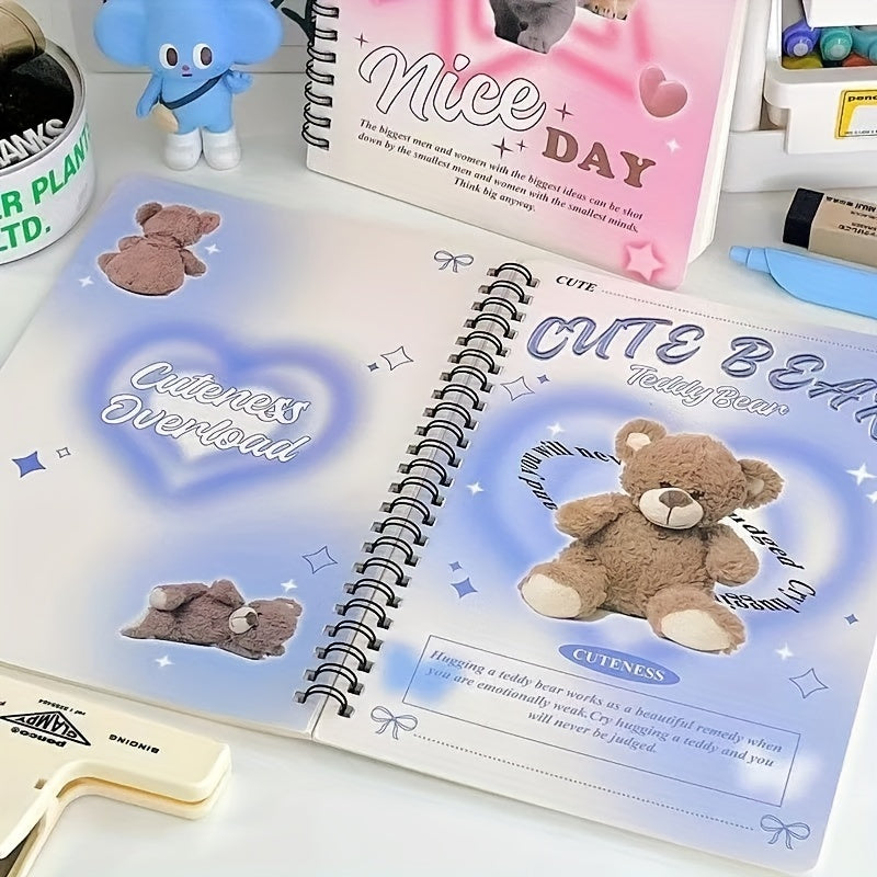 A5 Retro Bear Coil Book Cat Horizontal Notebook