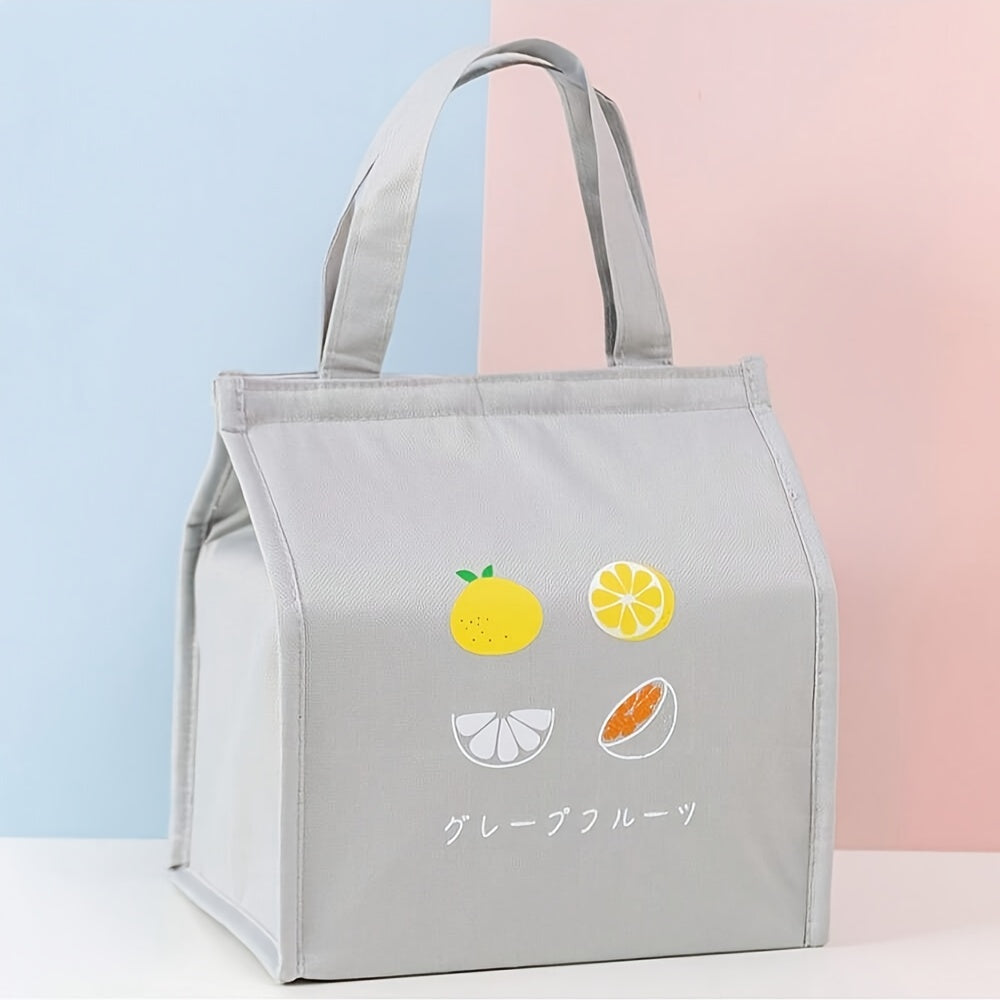 Insulated Lunch Bag Polyester Thermal Tote with Hand Wash - Fruit Print
