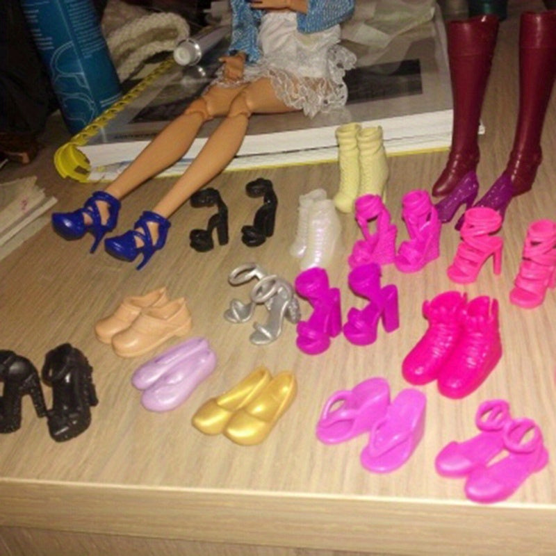 20pcs Mixed Style Doll High Heels Boots & Bags Dressing Accessories