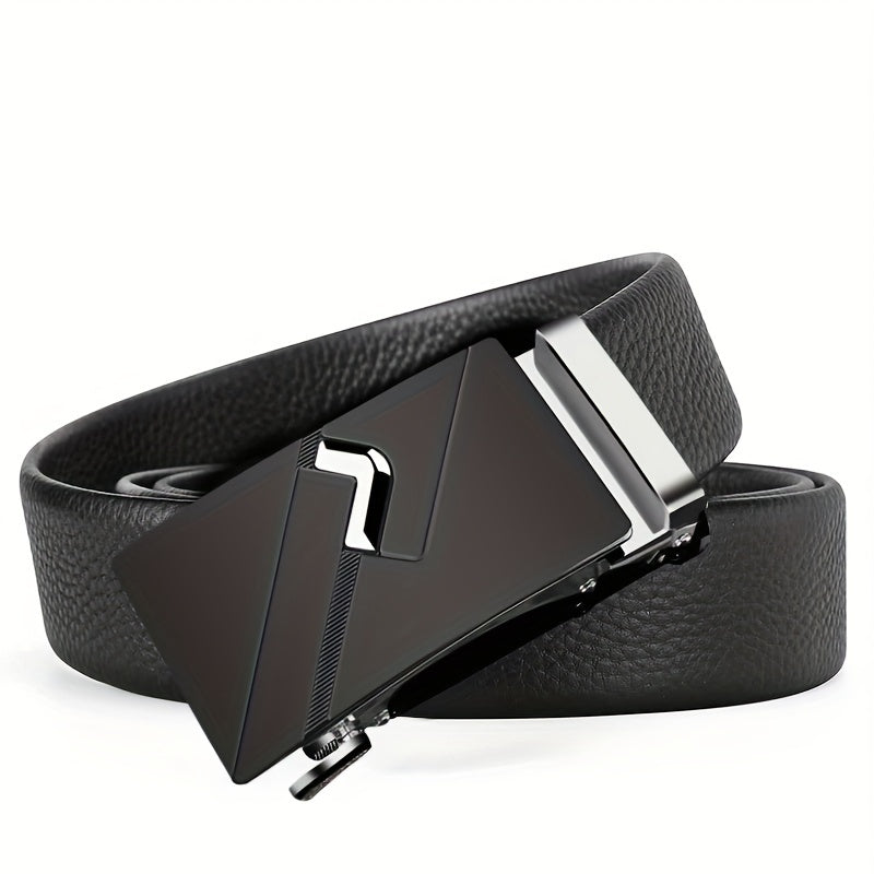 Men's Automatic Buckle Belt PU Leather Business Waist Strap