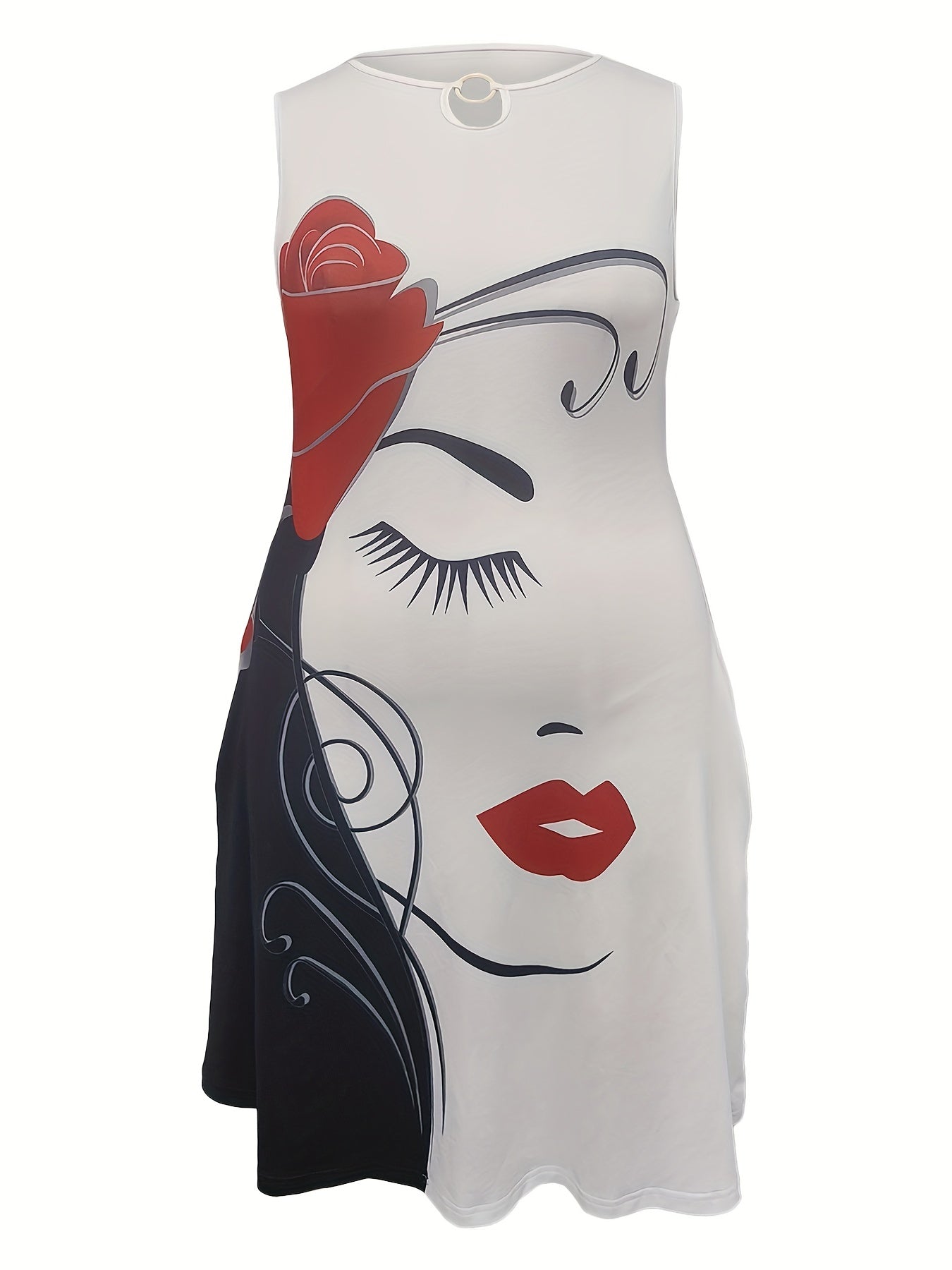  Floral Print Cut Out Tank Dress