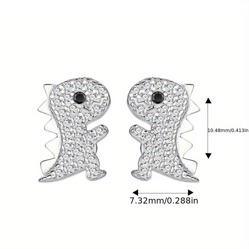 Cartoon Dinosaur 925 Silver Stud Earrings