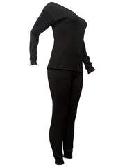 Casual Solid Two-piece Set Long Sleeve Crew Neck Top & Slim Pants