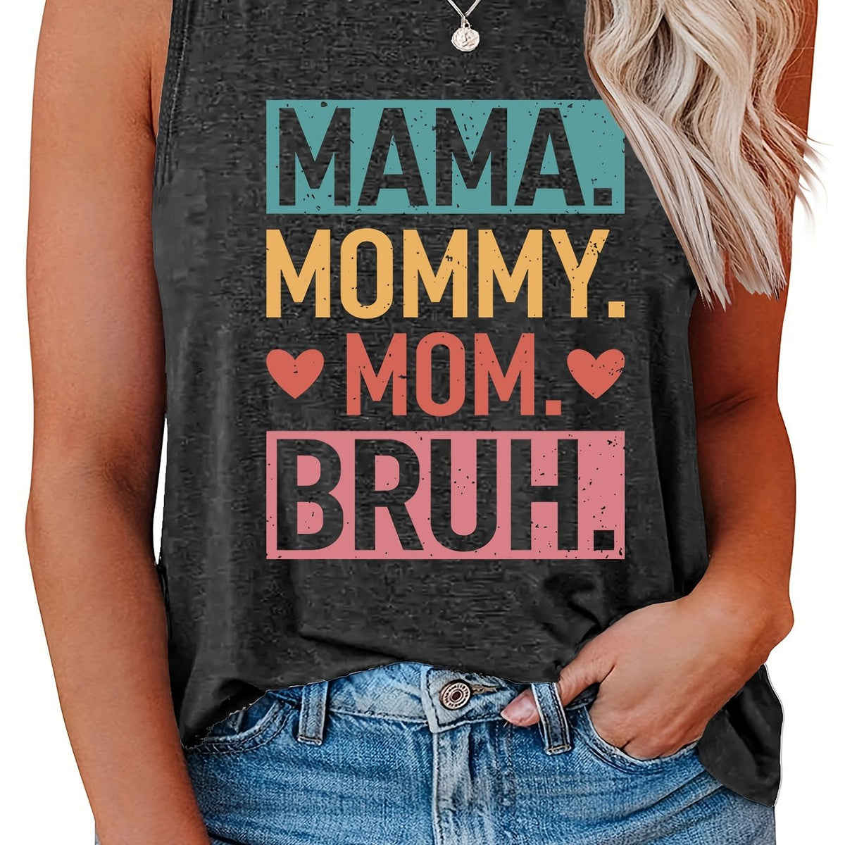 Women's Plus Size Colorful Letter Print Tank Top