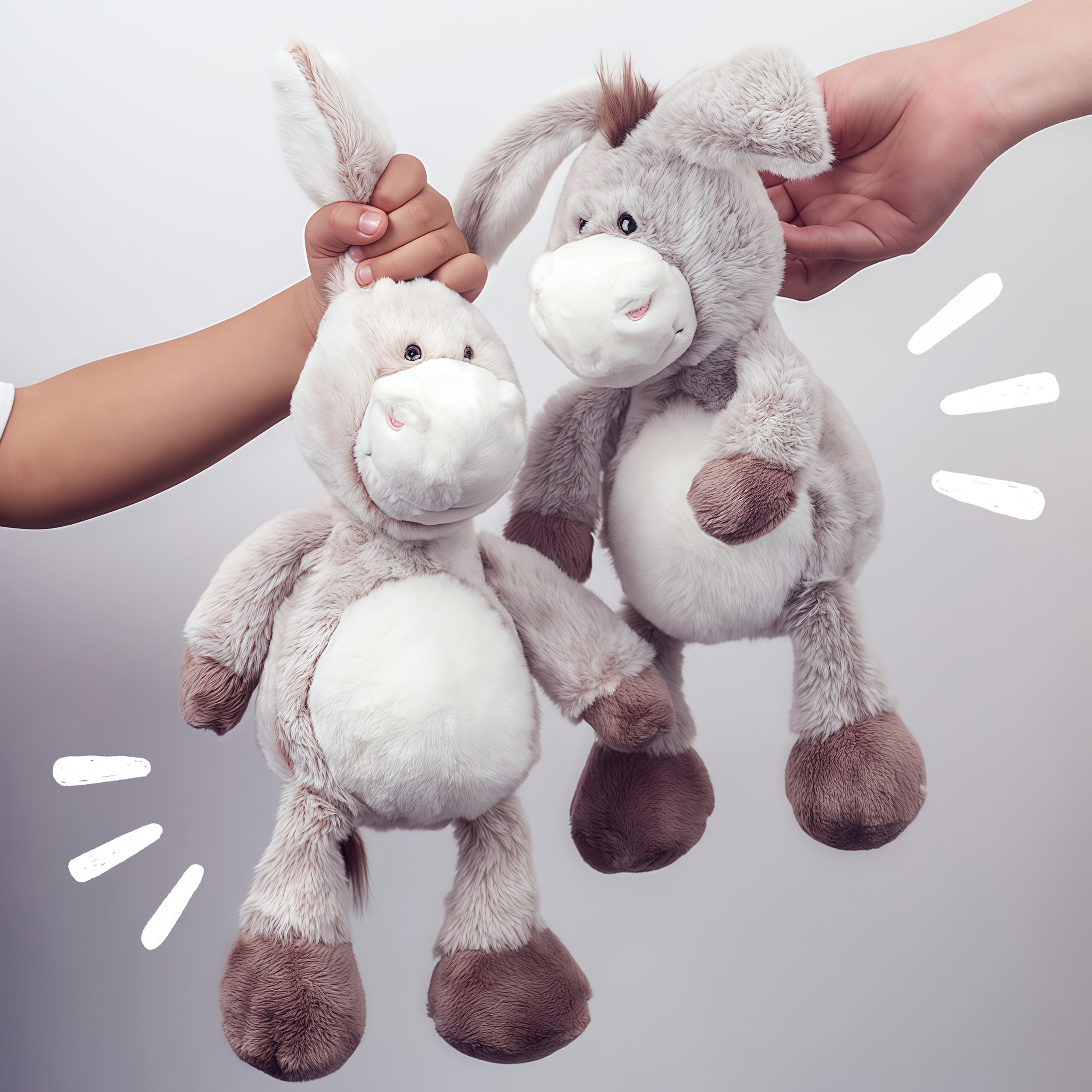 Grey Donkey Plush Stuffed Animal Soft Hugging Donkey Doll