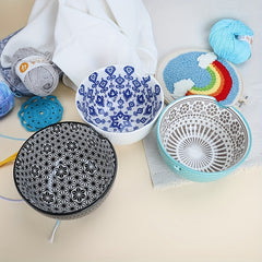 Ceramic Yarn Bowl for Knitting, Yarn Storage Basket, Crochet Hook Organizer