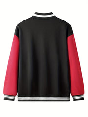 Men's Varsity Jacket Casual Block Button Up Jacket Spring Fall
