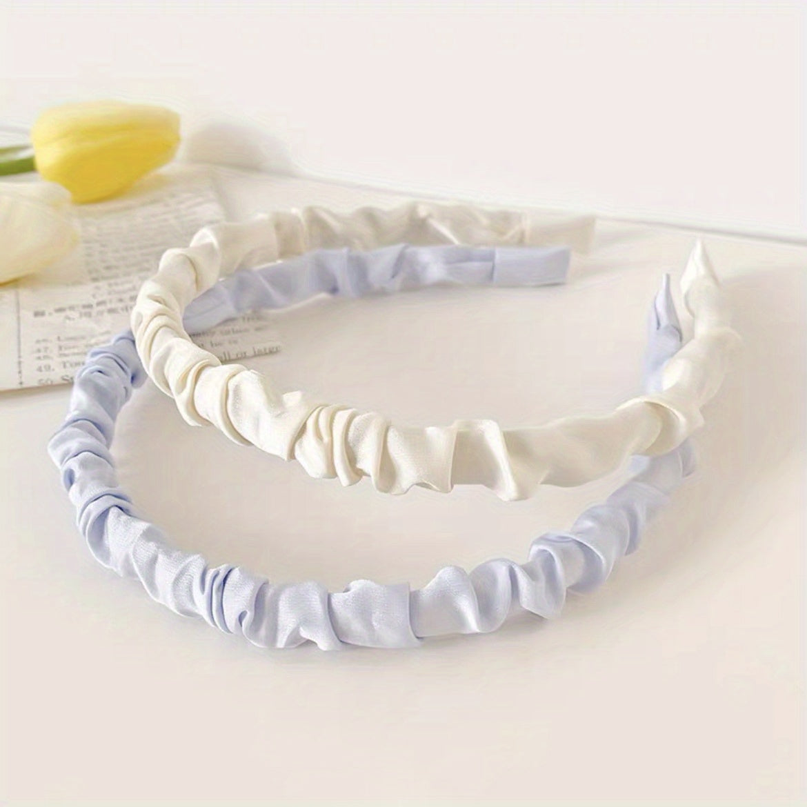 4 Sweet Silk Satin Pleated Headband Hair Hoop Hair Accessories